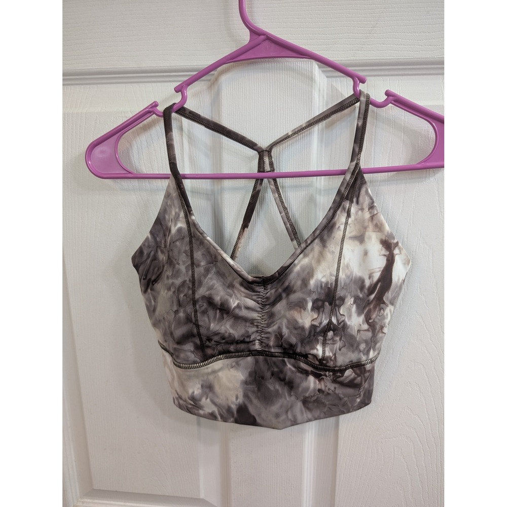 Gymshark Elevate Longline Cement‎ Brown Spray Dye Bra Ruched Padded - Size S